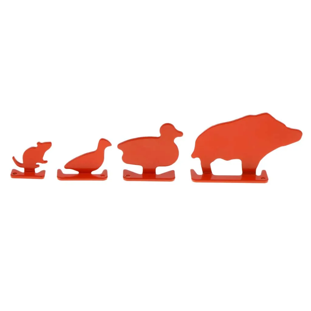 4pcs Heavy Duty Carbon Steel Shooting Accessories Animal Targets Plinking Target Orange Plate