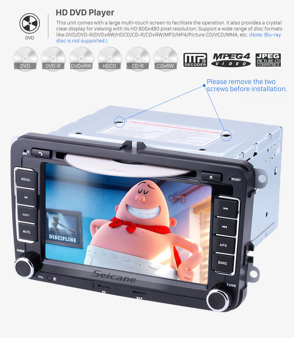 Top Seicane 2 din 7" Car DVD Player GPS Navigation For VW Volkswagen Lavida New Beetle 2 Seat  Alhambra Caddy Touran Passat Jetta 12