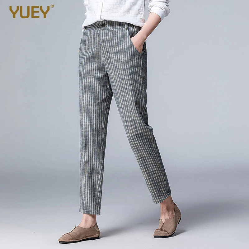 striped ankle length pants