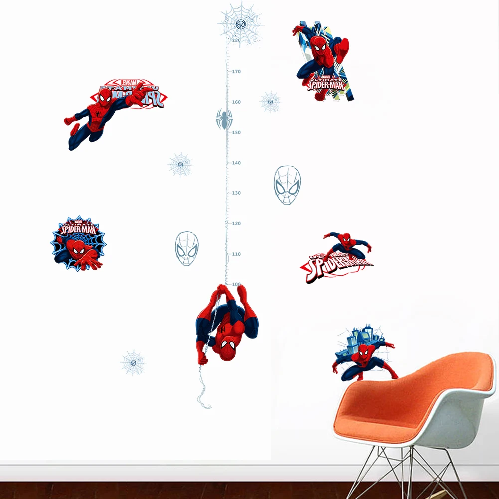 Homem aranha altura governante adesivo de parede criativo impresso super-herói spiderman decalque da parede do vinil para o quarto das crianças decoração casa arte