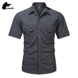 Summer Men's Shirt Short Sleeve Male Shirt Oversize Solid Quick Drying Casual Shirt Men Clothing Camping Fishing Shirts