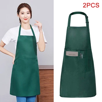 

2 Pcs Womens Mens Aprons with Pockets Durable Restaurant Aprons for Chefs Kitchen LXY9