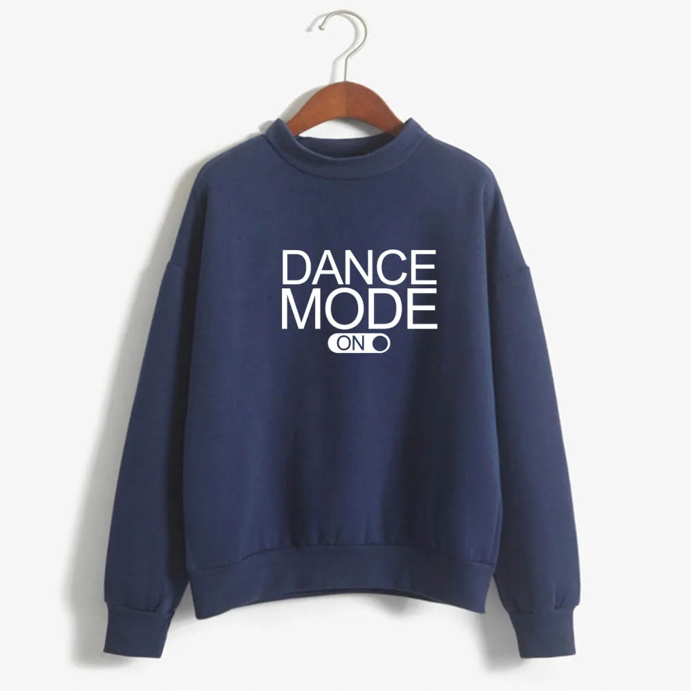 navy blue-W Танцевальный режим на женские плюс бархатные модные с длинным рукавом повседневные толстовки печати танец печати Kawaii толстовка одежда - Цвет: navy blue-W