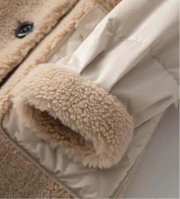 Real Fur Coat Female Wool Jacket Fox Fur Collar Sheep Shearling Autumn Winter Coat Women Clothes Korean Down Coat ZT4287