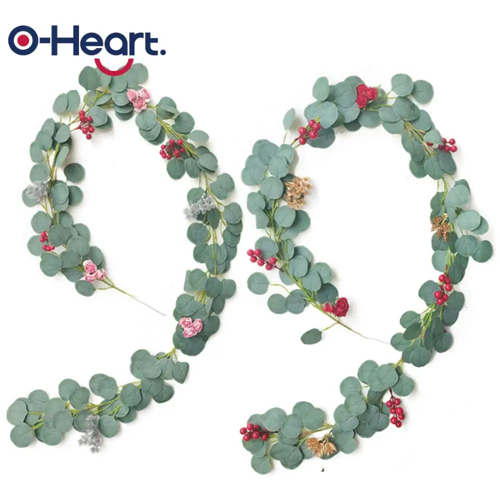 OHEART 2 м искусственные листья эвкалипта искусственная Виноградная лоза зелень Гирлянда для украшения свадебной вечеринки Рождество домашний стол Арка Декор