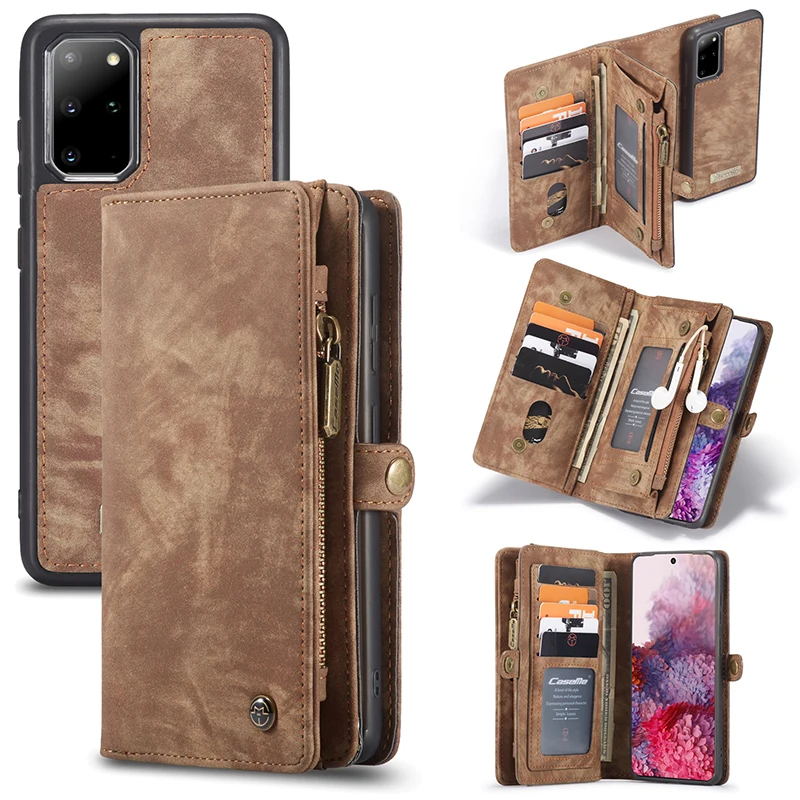 For Samsung Galaxy S20 Plus Case Detachable Magnetic Zipper Wallet Cover for Ultra 14 Card Holders Flip | Мобильные телефоны и