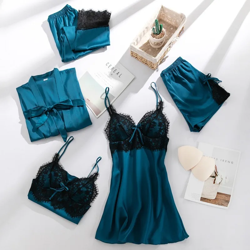Women Sleepwear Satin Kimono Bathrobe For Sexy Nightwear