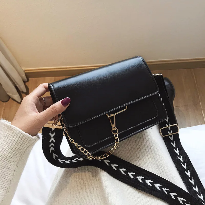 

Online Celebrity Celebrity Style Bag Women's 2020 New Style Fashion Korean-style Versatile Textured Shoulder Bag Wide-Strap Fash