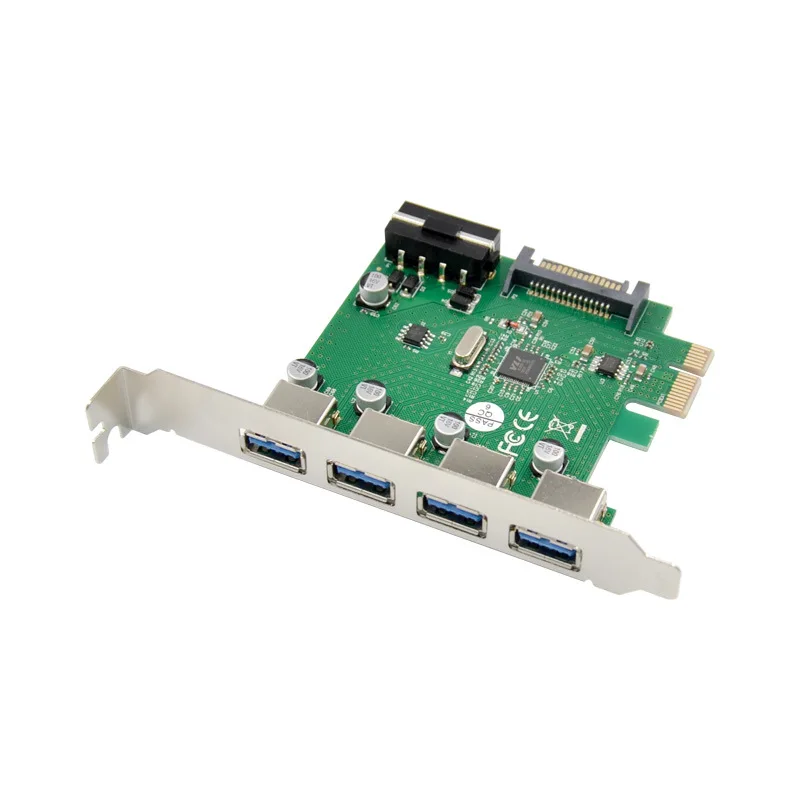 Add On Card 4Port PCIE USB 3.0 Expansion Four Port Super High Speed 5Gbs Chip VIA VL805 adapter Dual Power Supply Riser | Компьютеры и