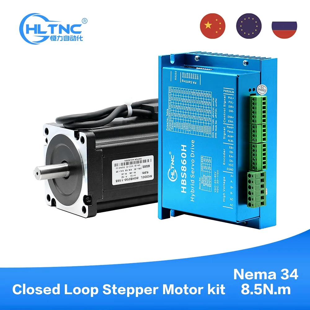 86 8.5N.m Nema 34 86HB250-118B Closed-loop step servo motor Hybird close loop 2-phase stepper driver SW6 HBS86H / SW8 HBS860H