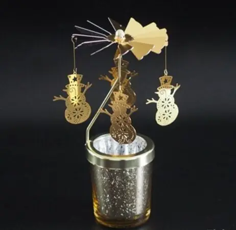 Подсвечники вращающиеся романтические вращающиеся карусели чайный светильник подсвечник Рождественская елка олень светильник ing домашний Декор подарок - Цвет: snowman