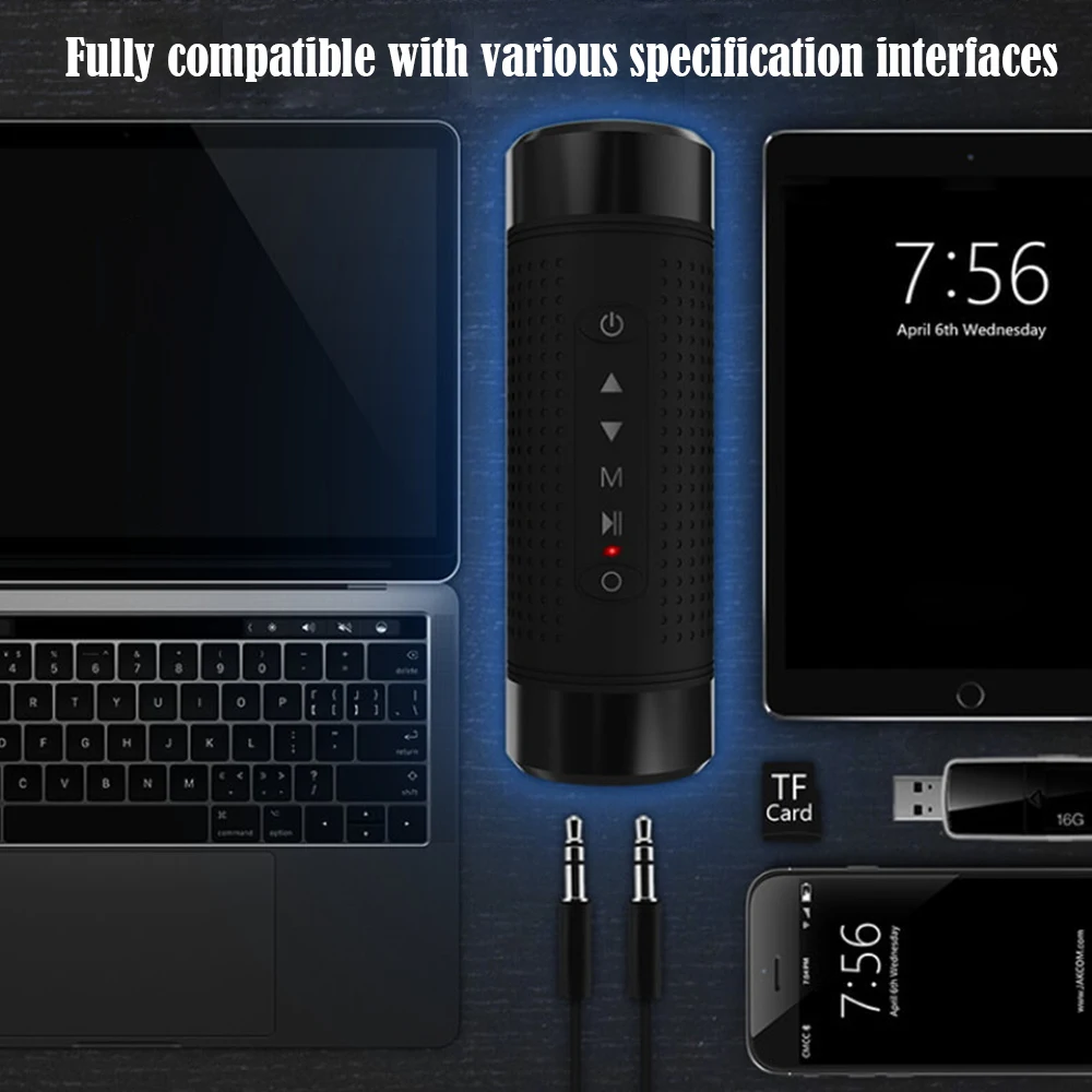 OS2 5200 мАч открытый беспроводной Bluetooth динамик водонепроницаемый Колонка для велосипеда портативный музыкальный бас динамик светодиодный светильник внешний аккумулятор