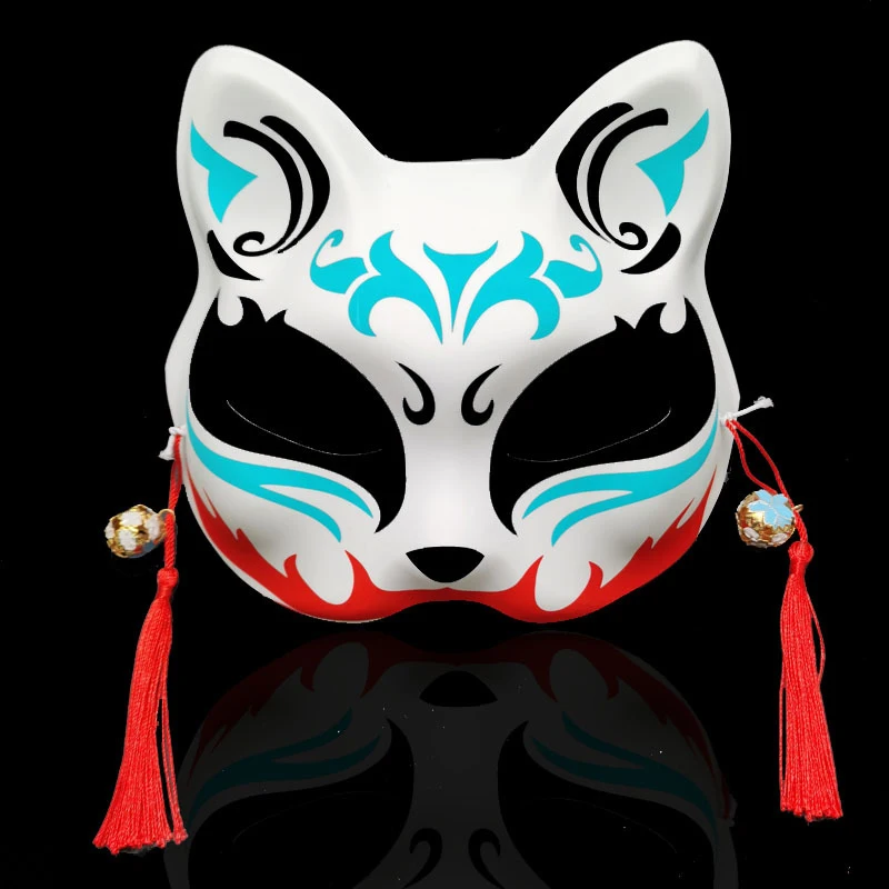 Foxes Mask Japanese Cosplay Rave Hand-Painted Anime Demon Slayer Half Face Cat Masks Masquerade Festival Party Cosplay Props masquerade mask half face mask game cosplay props