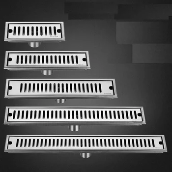 

Rectangle Bathroom Shower Floor Drain Linear Waste Drainer Grate Stainless Steel Floor Drain Brushed Surface Kitchen Balcony
