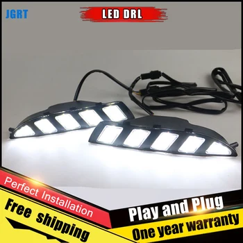 

2PCS White LED Daytime Running Light For Scirocco 2009-2014 With Yellow Turn Signal Lamp Function Car DRL Fog Lamp