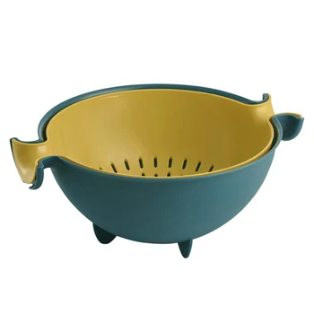 

2-in-1 Kitchen Strainer Drainer Bowl Sets Double Layered Drain Basket for Fruits Vegetable Washing Mixing HFing
