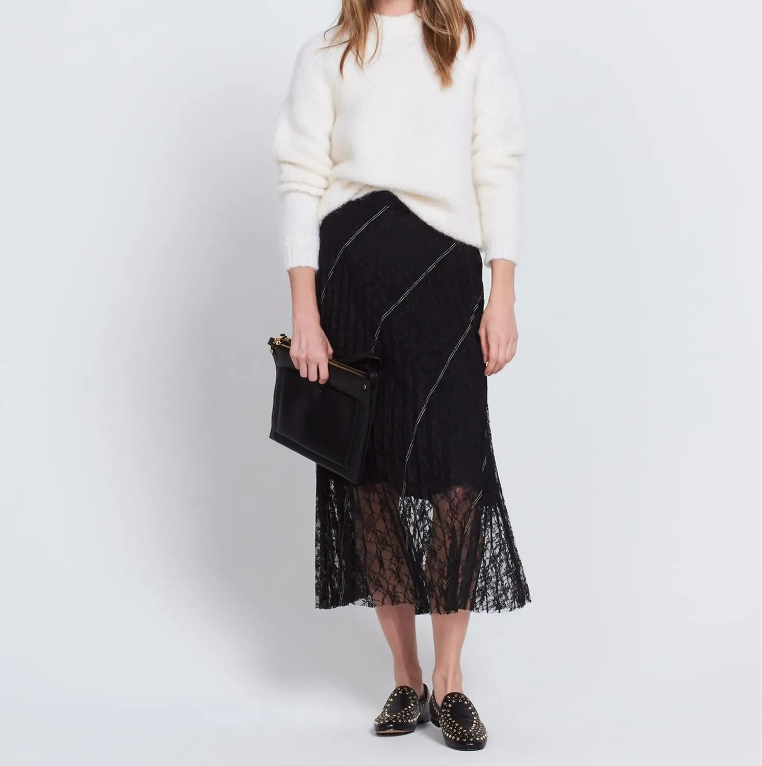 

Mohair Knitwear For Women Casual Knitted Sweater Solid Red White Pullover Jumper Autumn Winter Loose Top