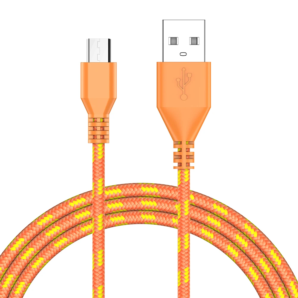 MUSTTRUE USB кабель Micro кабель 1 м 2 м нейлоновая оплетка для oneplus meizu htc Android мобильный телефон зарядный провод кабель microusb - Цвет: Orange