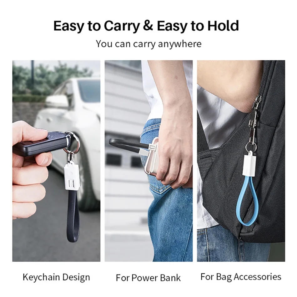 YBD USB кабель для iPhone samsung huawei Xiaomi Внешний аккумулятор Micro usb type C кабель фурнитура для брелоков для ключей портативный зарядный кабель
