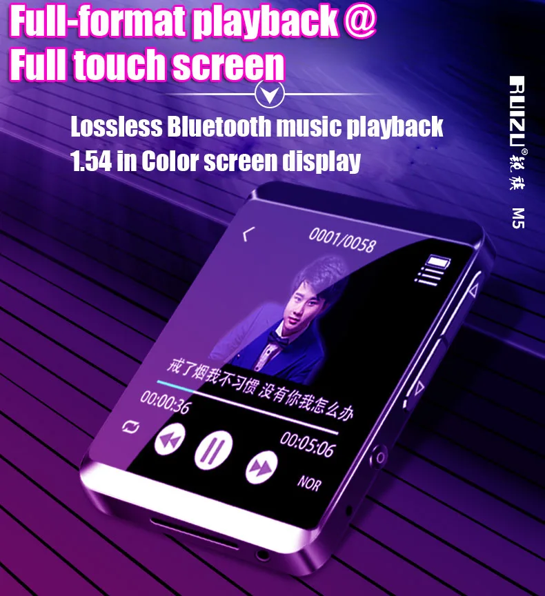 Оригинальный спортивный MP3 плеер RUIZU M5 с Bluetooth 8 ГБ мини сенсорный экран зажимом