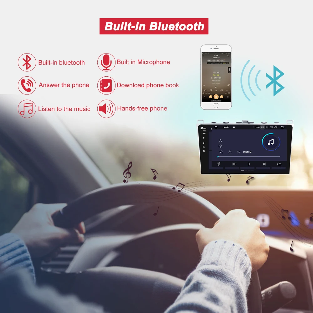 Bonroad Android 9,0 автомобильный мультимедийный плеер для Mazda 6 2008- gps Радио стерео видео gps навигация RAM2G Rom16G(без DVD