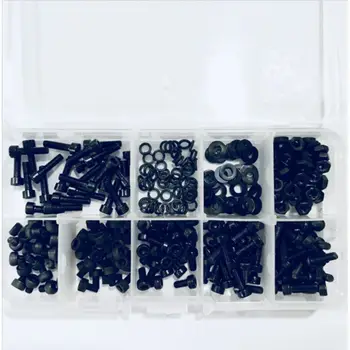 

300Pcs/Box Black M3 Allen Bolts Hex Socket Round Cap Head Screws and Nuts Kit 94PC