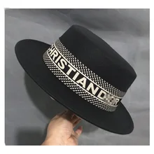 Amazon Quickly Sells Autumn and Winter European and American Wool Flat Top Hat Panama British Retro Flat Eaves Hair Hat Girl