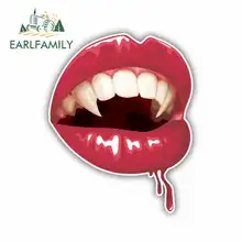 EARLFAMILY 13cm x 11.6cm for Vampire Lips Mouth Cartoon Vinyl JDM Bumper Trunk Truck Graphics Waterproof Anime Fine Decal