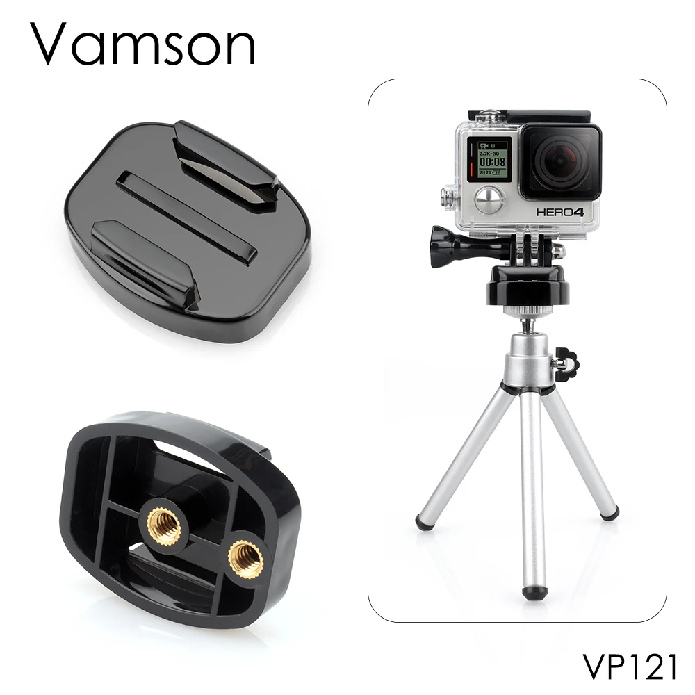 Аксессуары для камеры Vamson, быстросъемное Крепление для штатива 1/" с винтовой плоской поверхностью и пряжкой для Gopro Hero 7, 6, 5, 4, 3+, для Xiaomi VP121