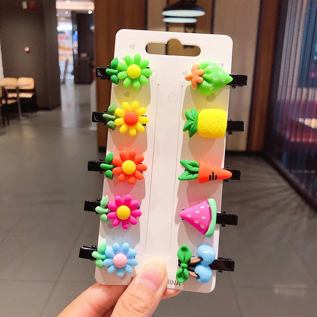 10PCS/Set New Girls Cute Cartoon Ice Cream Unicorn Hair Clips Kids Lovely Hairpins Headband Barrettes Fashion Hair Accessories 10