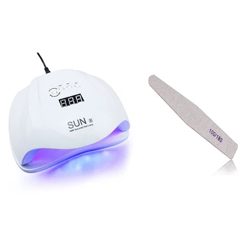 

10 Pcs Nail Art Sanding Buffer Acrylic Gel Files Grit 100/180 & 1x Sun x 54W Nail Gel Dryer Machine UV Led Lamp US Plug