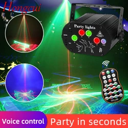 Hongcui sonho laser luz de digitalização led lanterna controle voz estágio lâmpada com controle remoto para casa ktv barra