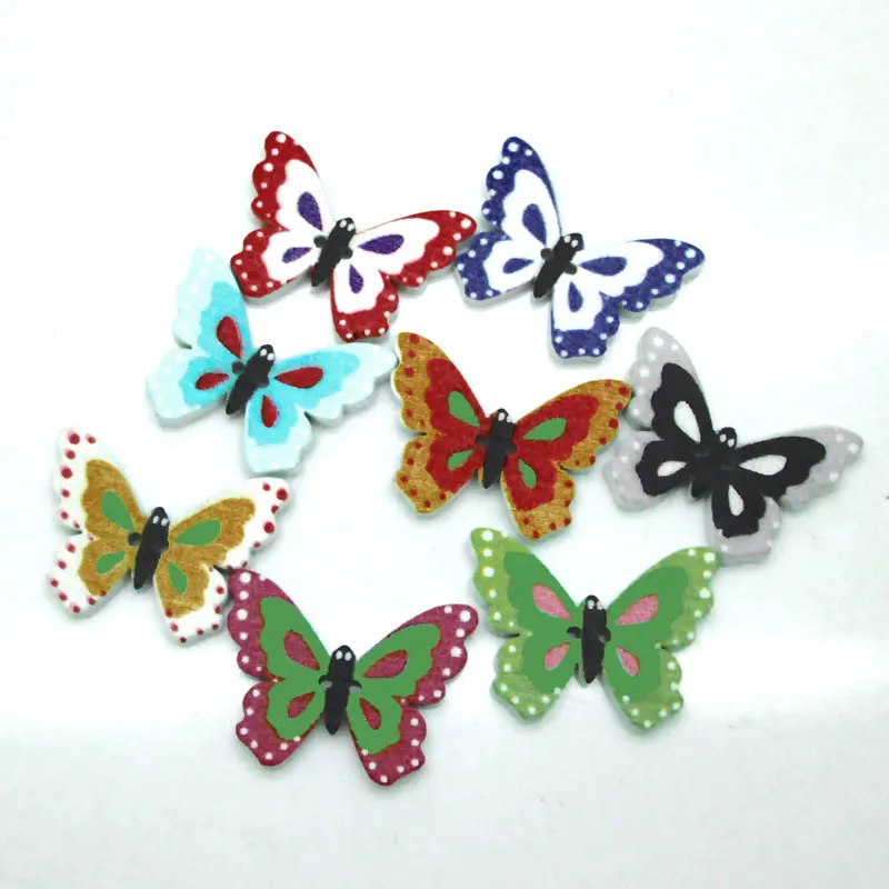 

100-50pcs Mixed Wooden Buttons For Clothing Flat Back Embellishments Crafts For Buttons Decorative Botones With 4/2 Holes