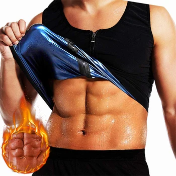 Uomo Sauna Gilet per il sudore Vita Trainer Corsetto Cerniera Allenamento Canotta Dimagrante Body Shaper Camicia di compressione Perdita di peso Bruciatore di grasso 1