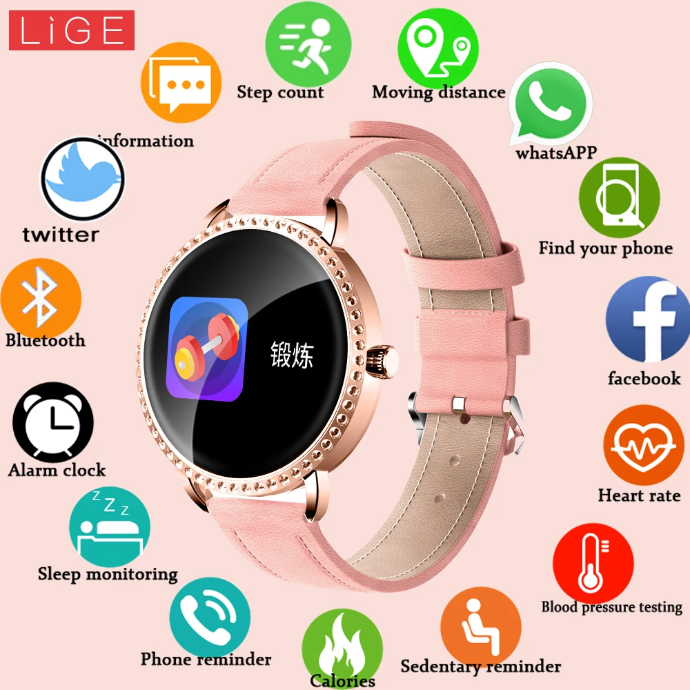 

LIGE 2020 New Women Sport Smart Watch Pedometer Fitness Smart Watch Heart Rate Monitor Women Watches Clock For Android IOS+Box