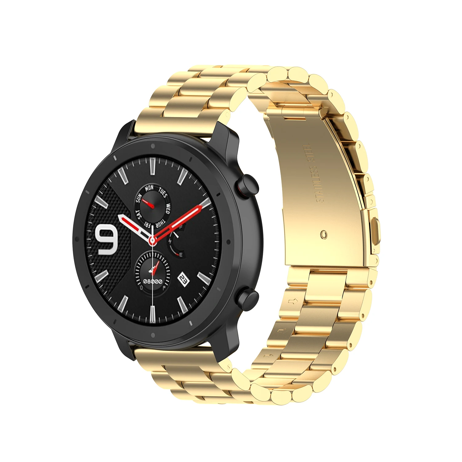 Умные часы стальной ремень три бусины стальной ремень 22 мм ширина спортивные Ремешки для наручных часов аксессуары для LG для zte для Huami Amazfit GTR 47 мм