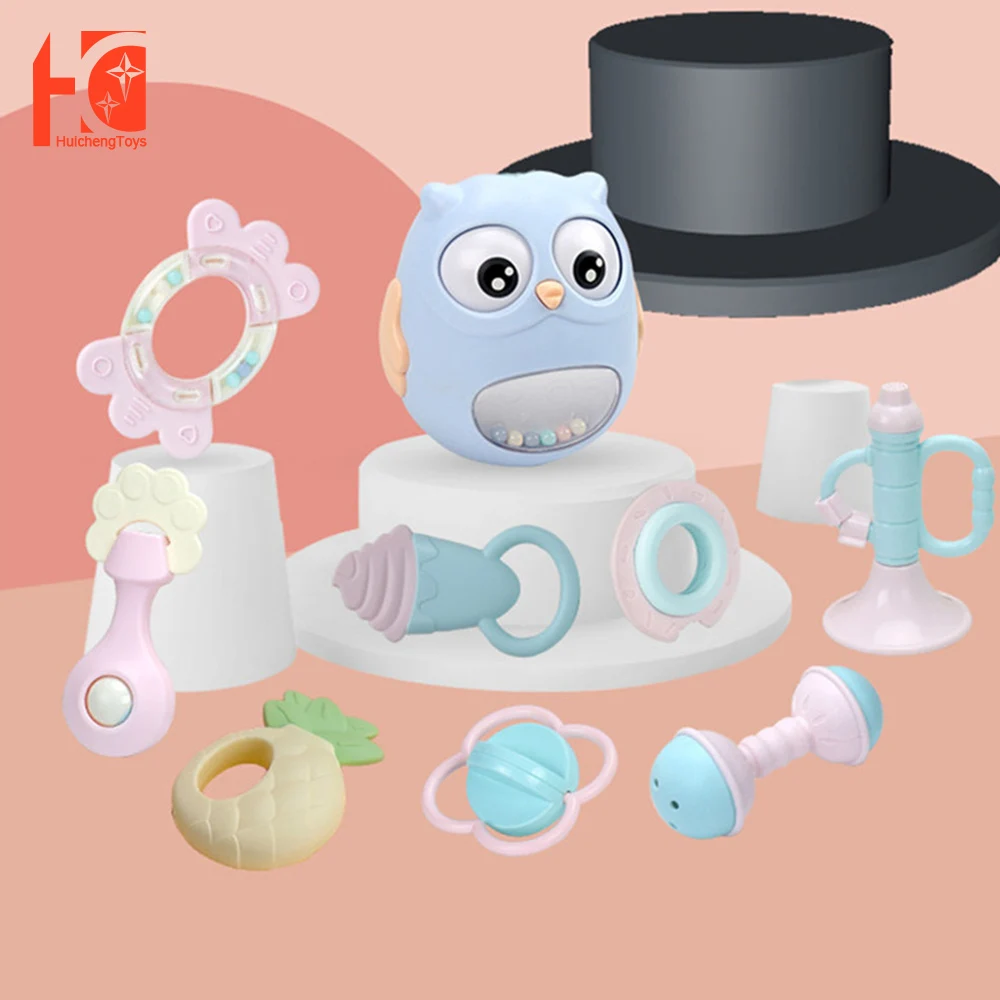 

Baby Toys 0 12 Months Teether Tumbler Bebes Girl Rattle 8pcs Newborn Soft Bell Teethers Hand Mobile Ring Sensory Balls Toys For