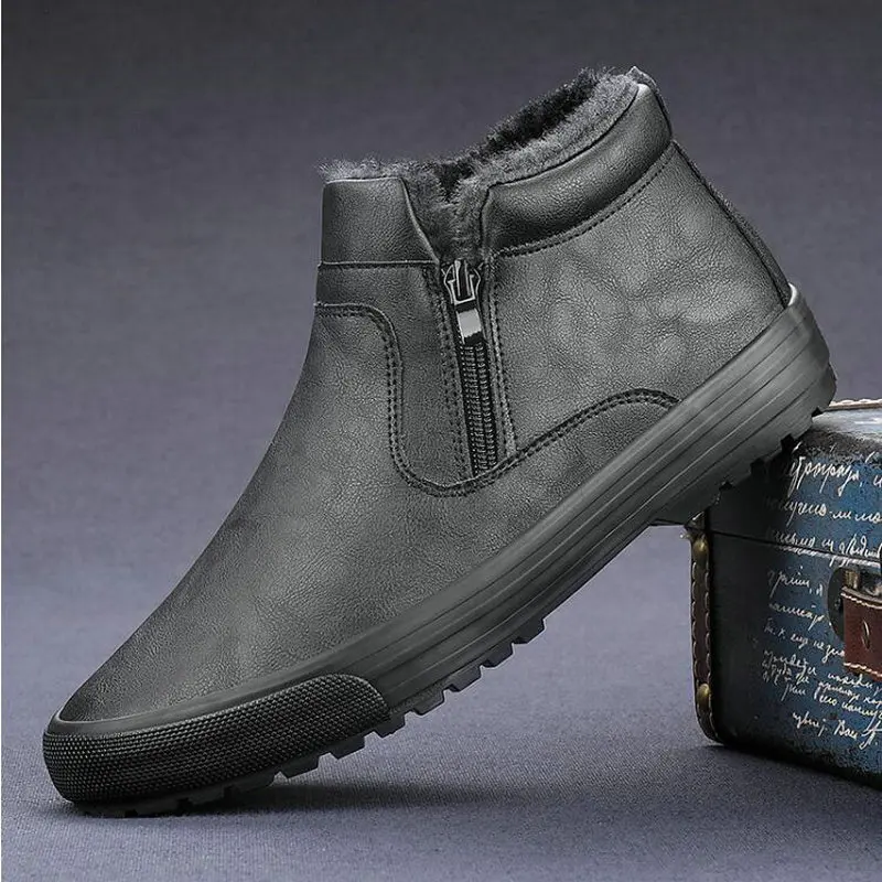 Мужская обувь для взрослых; повседневные качественные резиновые Теплые ботильоны; модные зимние ботинки на меху; мужские кроссовки; A21-86