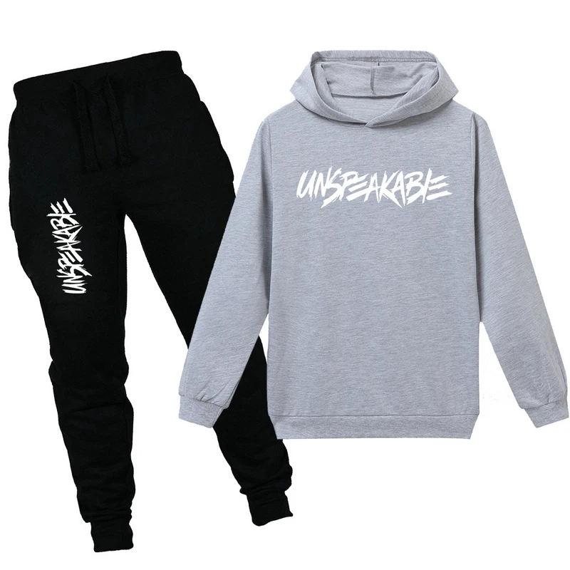 

Autumn and winter new children's cartoon UNSPEAKABLE girls and boys cotton long-sleeved hoodies T-shirt + trousers suit clothing