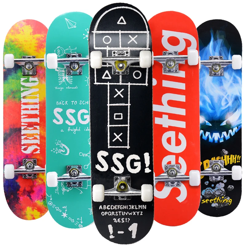 Adult & Kids Skate board Maple Wood Deck Longboard High Speed Drift Skate Warped Skateboard Bearing150kg