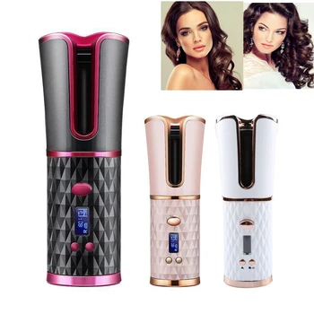 

Cordless Automatic Hair Curler Iron Wireless Curling Iron USB Rechargeable Air Curler for Curls Waves LCD Display Ceramic Curly