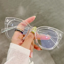 Retro Unisex Fashion Square Eyeglasses with Clear Lenses (Clear)