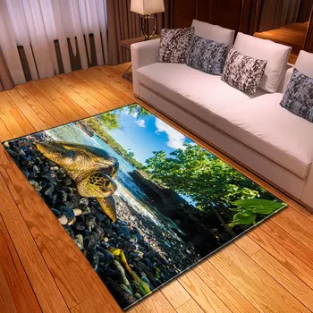 

Cartoon Child Play Tent Carpet Sea Turtle 3D Printing Carpets for Living Room Bedroom Area Rugs Flannel Velvet Table Floor Mats