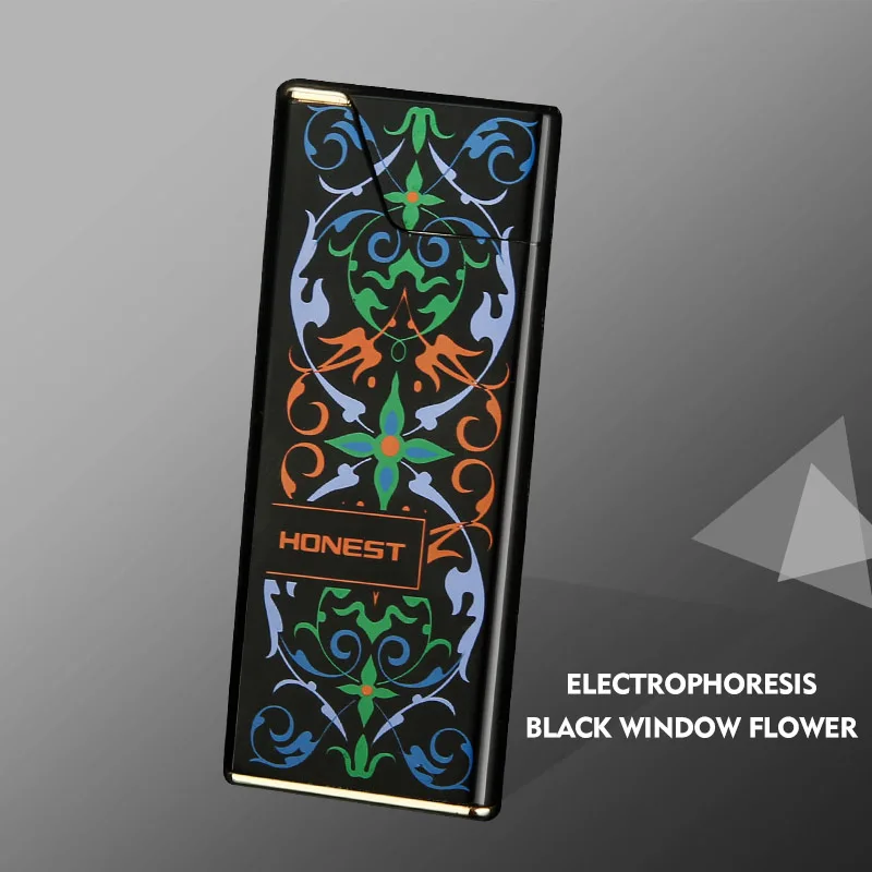 Усовершенствованная Автоматическая Индукционная Зажигалка USB зарядка ветрозащитная Электронная зажигалка ультратонкая Вольфрамовая Зажигалка гаджет - Цвет: Black window flower