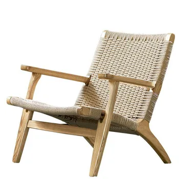 

Designer Rattan cane Chair Simple Balcony Wood Leisure stools Household Nordic Single Sofa Backrest coffee Chairs
