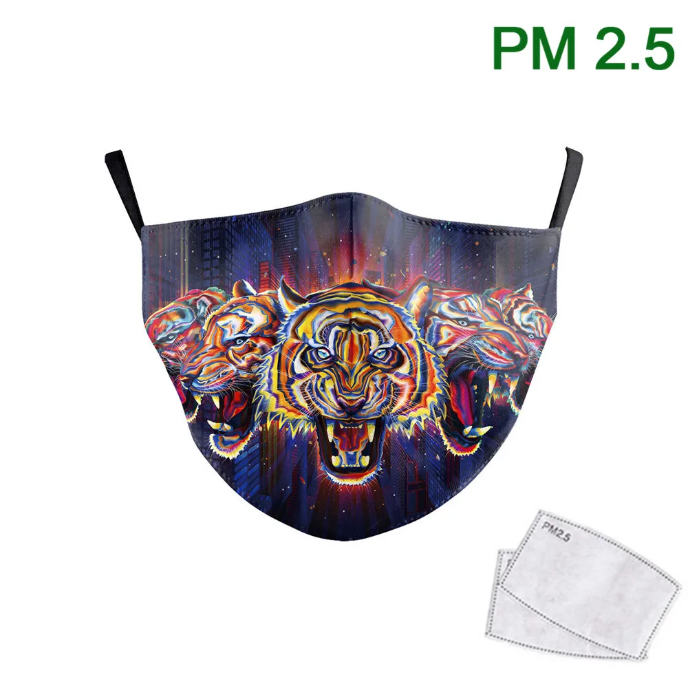 

Fashion Multicolor Tiger Print Face Mask Kids PM 2.5 Protective Dust Masks Fabric Masks Children Reusable Mouth-Muffle