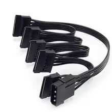 

4Pin 1 to 5 IDE SATA 15Pin Hard Drive Power Supply Splitter Cable Cord for PC 4 Pin To Hard Disk SATA Adapter Cable