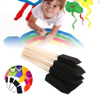 

Foam Painting Brush Black Header Multifuntional Wooden Handle 4pcs/Lot Crafts Graffiti Sponge Foam Brush Artwork Stamping