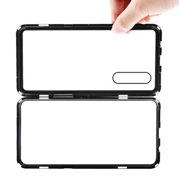 

10pcs Metal Magnetic Adsorption Case Tempered Glass Hard Transparent Magnet Cover For Xiaomi Mi Note 10 Pro 9 SE 9T CC9 CC9E