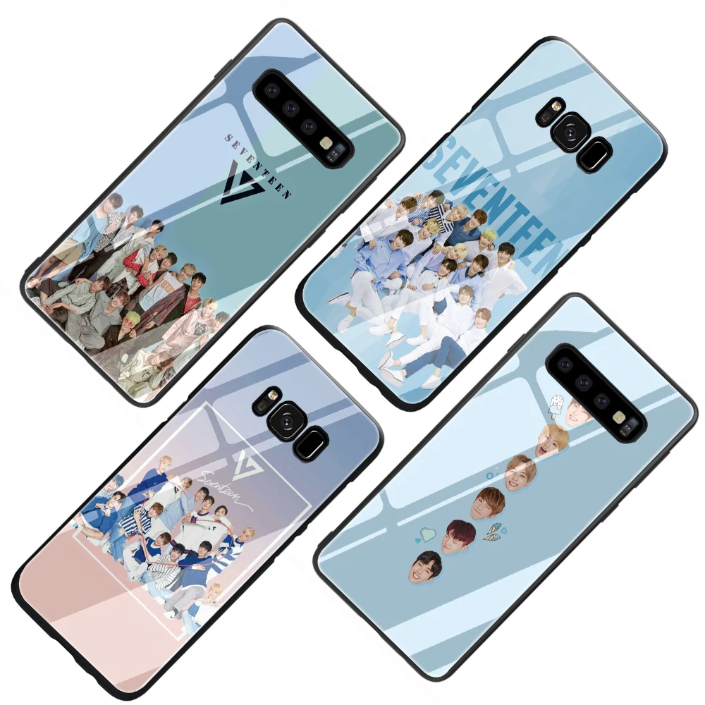 EWAU Seventeen; Кей-Поп для мальчика Стекло чехол для телефона для samsung Galaxy S7 8; большие размеры 9, 10; плюс 10 плюс Note8 9 10 плюс A10 20 30 40 50 60 70